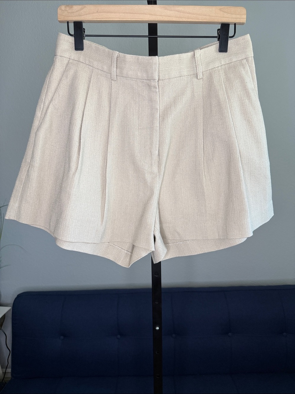 Bec and bridge tan 100% cotton textured weaved knit coastal trouser shorts US 4 - Picture 2 of 13